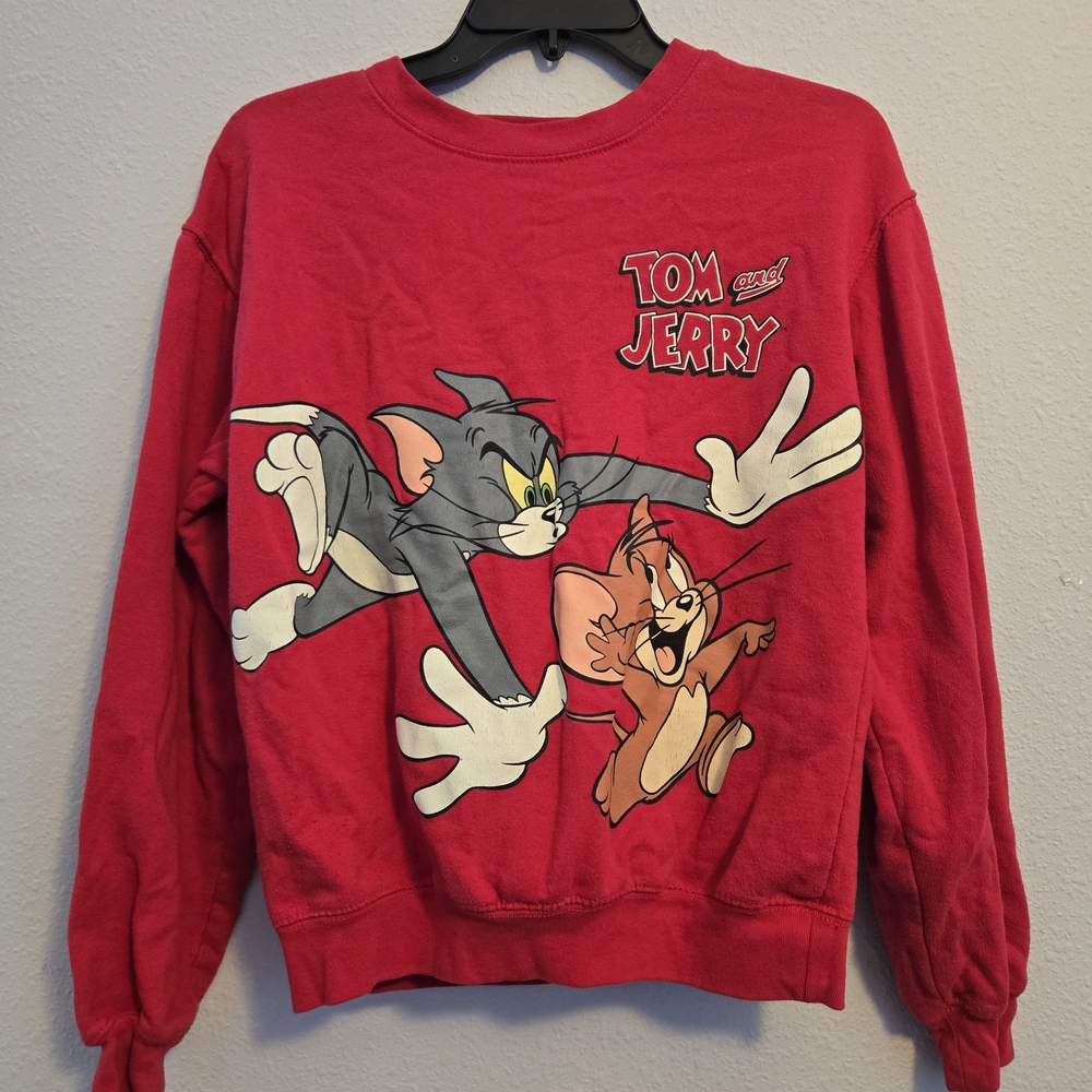 Tom and Jerry Red Extra Small Sweater Pullover‎ Long Sleeve Graphic Print
